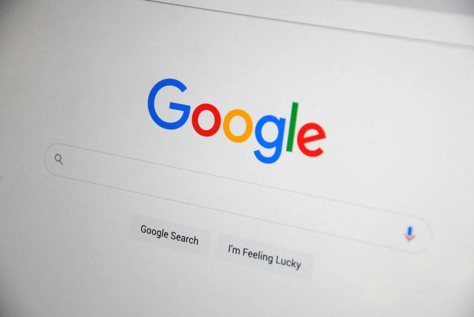 Google search page on screen