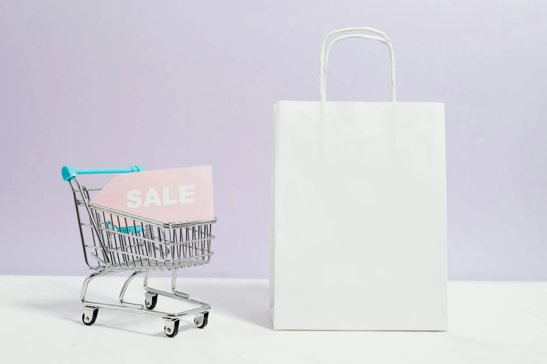 Shopping cart with sale sign